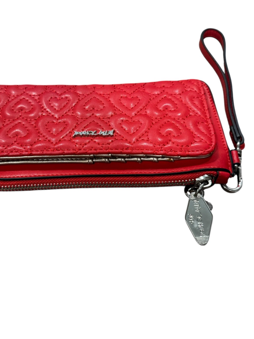 Betsey Johnson Red Quilted Heart Wristlet Phone Case - Picture 2 of 7